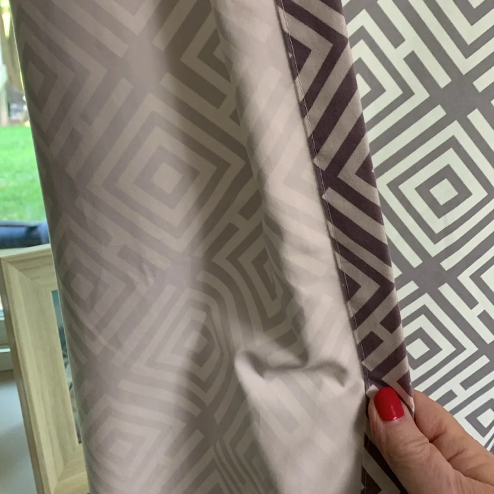 Geometric Patterned Curtains. One pair. Gray and white